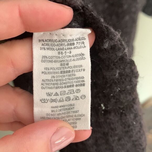 FREE PEOPLE Dark Gray Slub-Knit Wool Blend Sweater Small - Picture 4 of 4